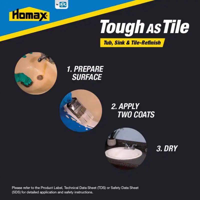 Homax Tough As Tile Gloss White Tub and Tile Refinishing Epoxy Interior 26 oz