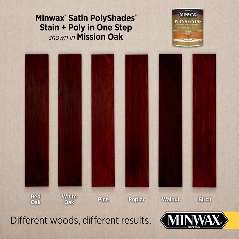 Minwax PolyShades Semi-Transparent Satin Mission Oak Oil-Based Stain/Polyurethane Finish 1/2 pt
