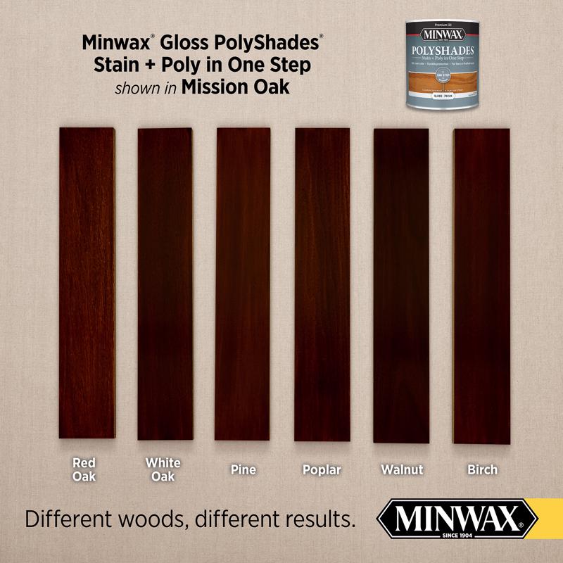 Minwax PolyShades Semi-Transparent Gloss Mission Oak Stain/Polyurethane Finish 1/2 pt