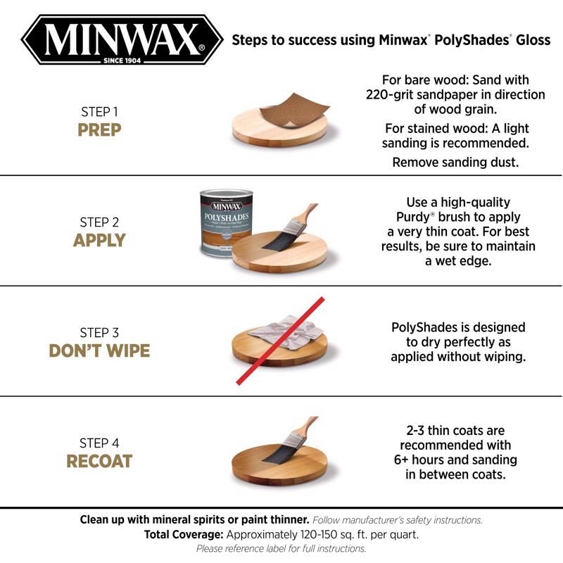Minwax PolyShades Semi-Transparent Gloss Mission Oak Stain/Polyurethane Finish 1/2 pt