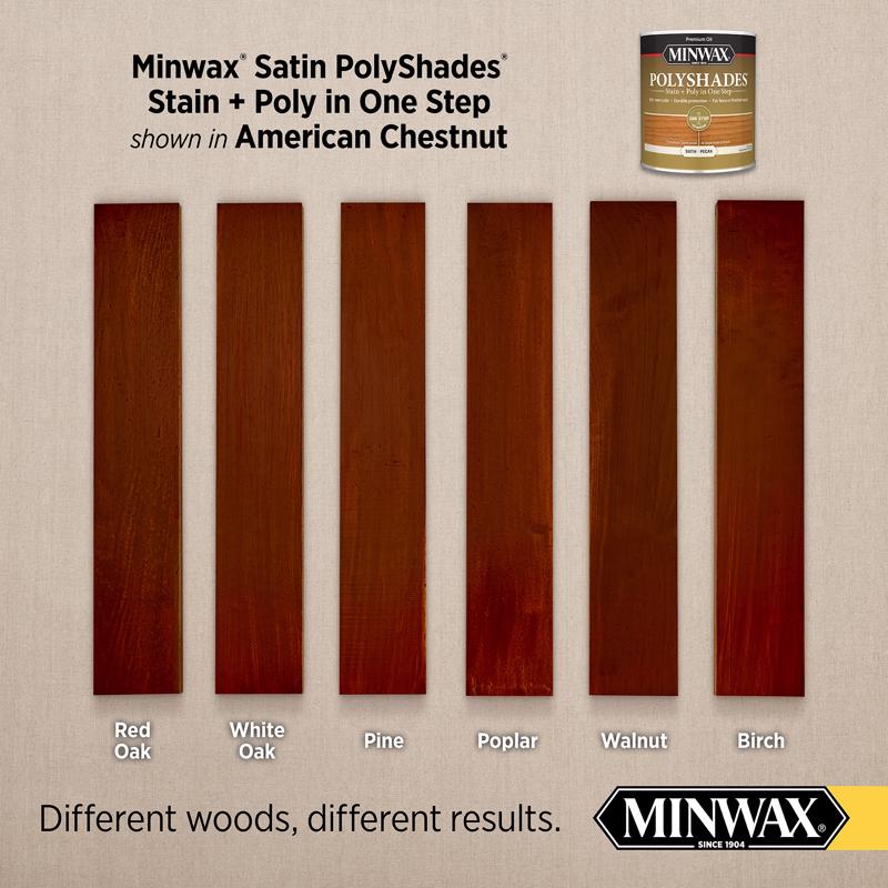 Minwax PolyShades Semi-Transparent Satin American Chestnut Stain/Polyurethane Finish 1/2 pt