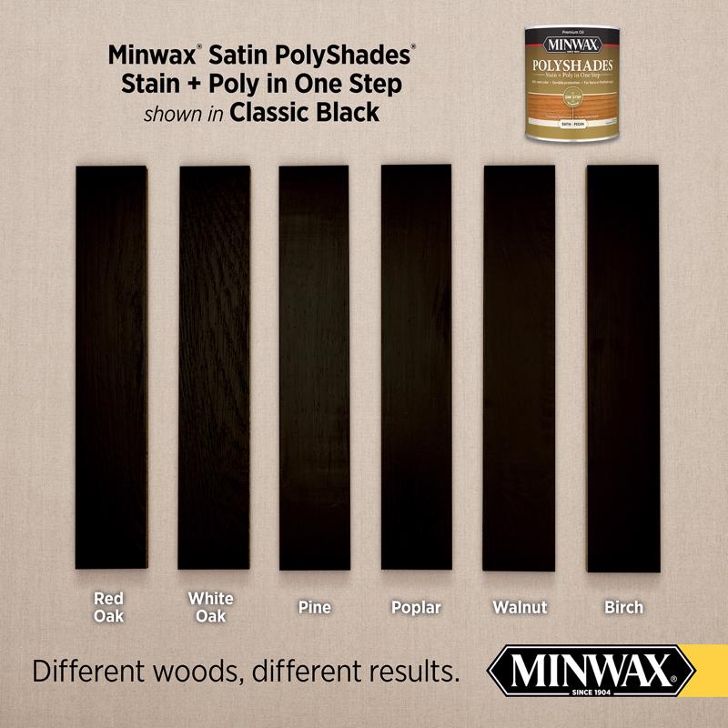Minwax PolyShades Semi-Transparent Satin Classic Black Oil-Based Stain/Polyurethane Finish 1/2 pt