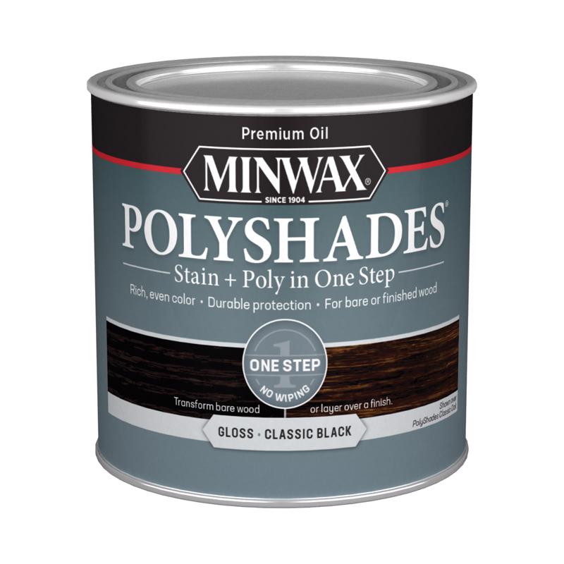 Minwax PolyShades Semi-Transparent Gloss Classic Black Stain/Polyurethane Finish 1/2 pt