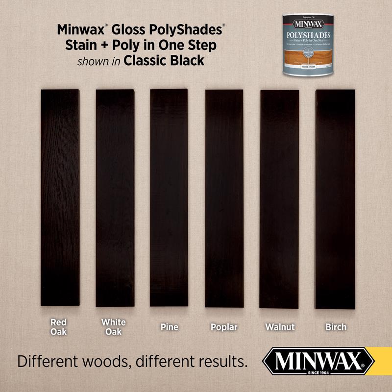Minwax PolyShades Semi-Transparent Gloss Classic Black Stain/Polyurethane Finish 1/2 pt