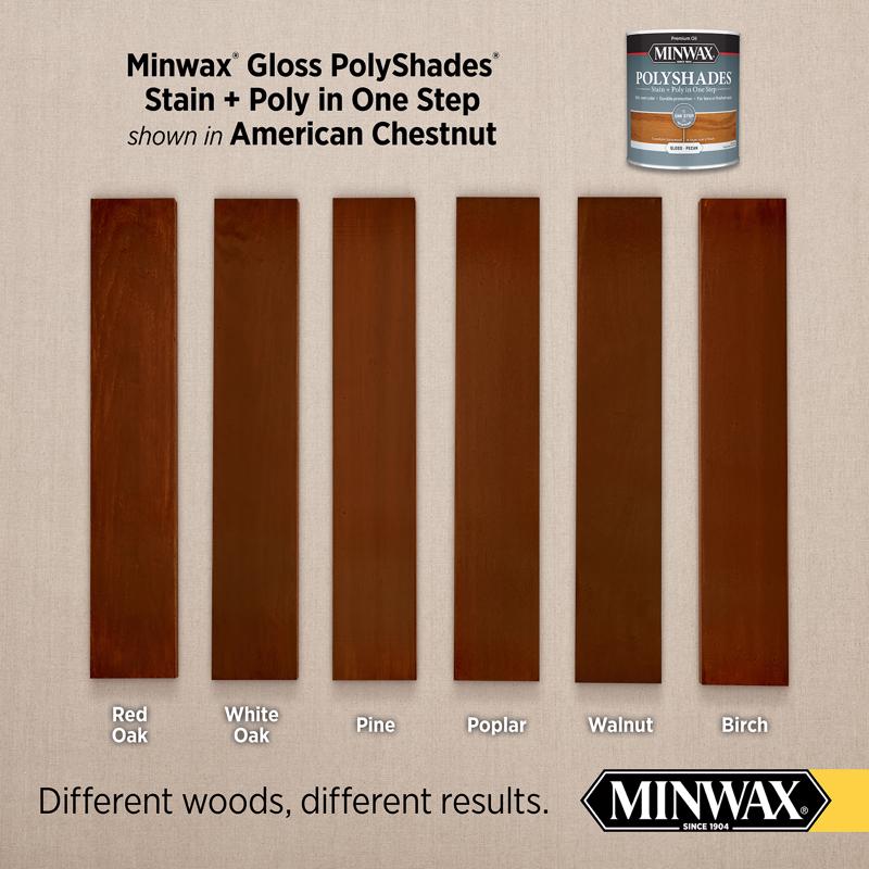 Minwax PolyShades Semi-Transparent Gloss American Chestnut Stain/Polyurethane Finish 1 qt