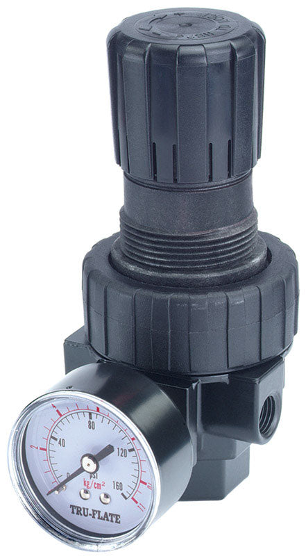 Tru-Flate Plastic Compact Regulator with Gauge 1/4 in. NPT 160 psi