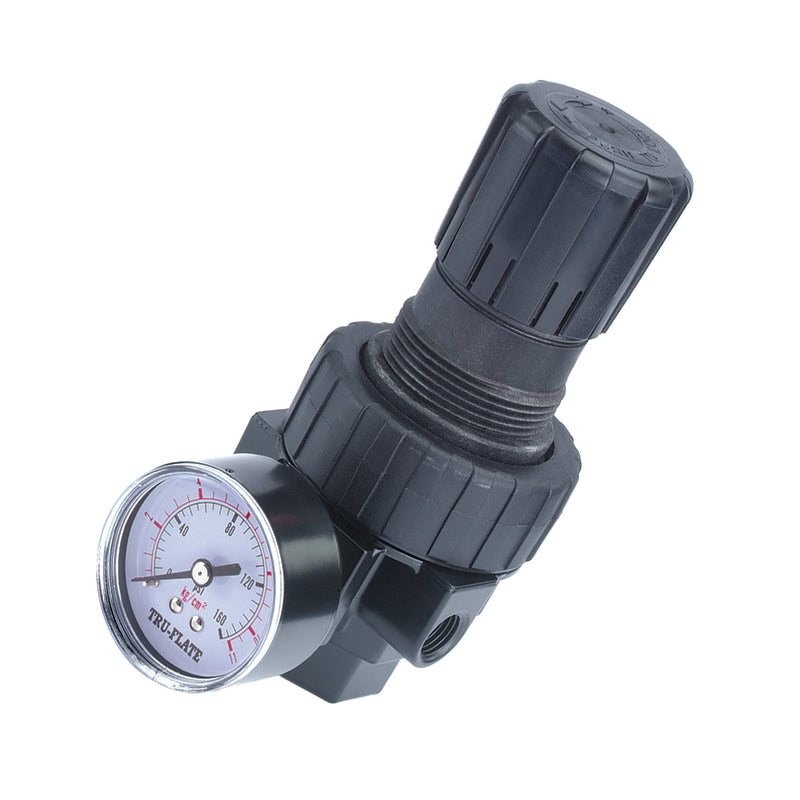 Tru-Flate Plastic Compact Regulator with Gauge 1/4 in. NPT 160 psi