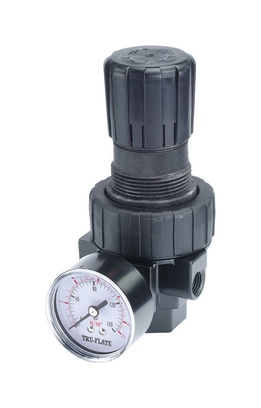Tru-Flate Plastic/Steel Compact Regulator with Gauge 3/8 in. NPTF 125 psi