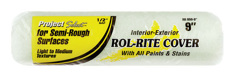 Project Select Rol-Rite Polyester 9 in. W X 1/2 in. Regular Paint Roller Cover