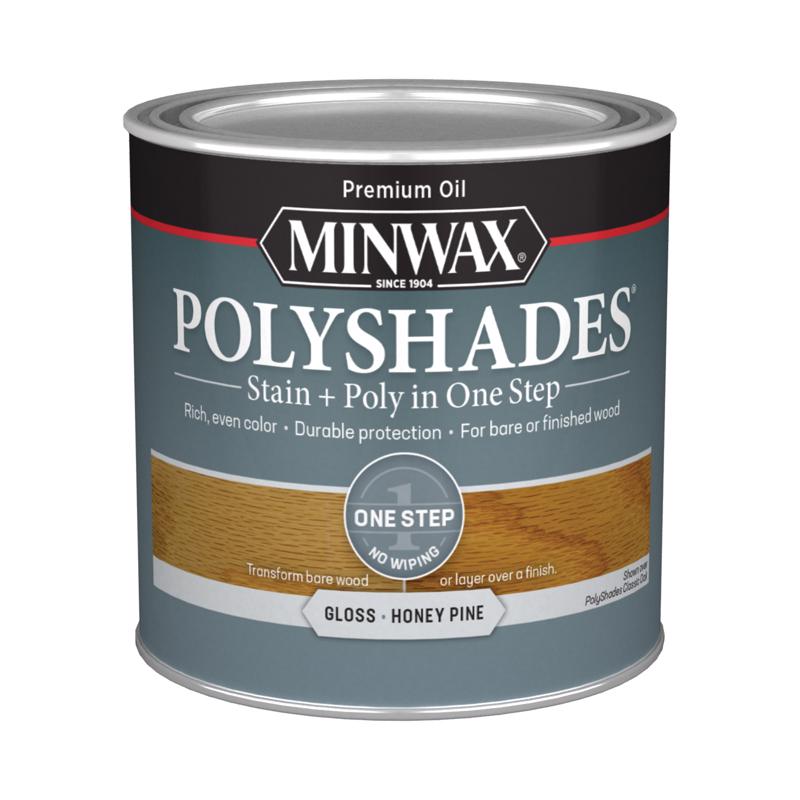 Minwax PolyShades Semi-Transparent Gloss Honey Pine Oil-Based Stain/Polyurethane Finish 1/2 pt