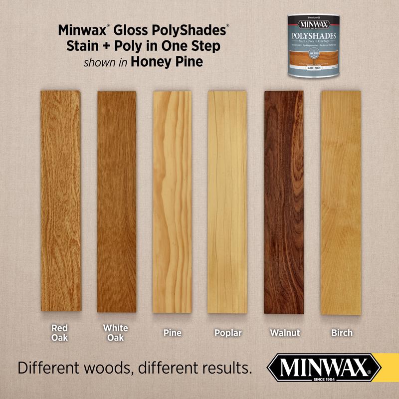Minwax PolyShades Semi-Transparent Gloss Honey Pine Oil-Based Stain/Polyurethane Finish 1/2 pt