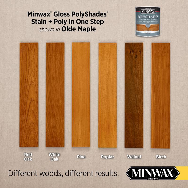 Minwax PolyShades Semi-Transparent Gloss Olde Maple Oil-Based Stain/Polyurethane Finish 1/2 pt