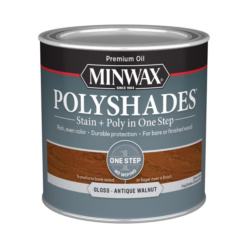 Minwax PolyShades Semi-Transparent Gloss Antique Walnut Stain/Polyurethane Finish 1/2 pt