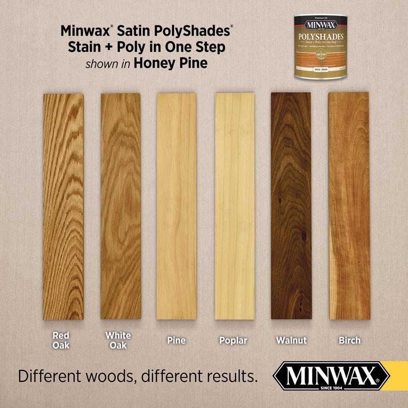 Minwax PolyShades Semi-Transparent Satin Honey Pine Oil-Based Stain/Polyurethane Finish 1/2 pt