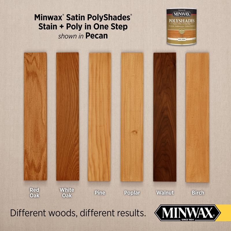 Minwax PolyShades Semi-Transparent Satin Pecan Oil-Based Stain/Polyurethane Finish 1/2 pt