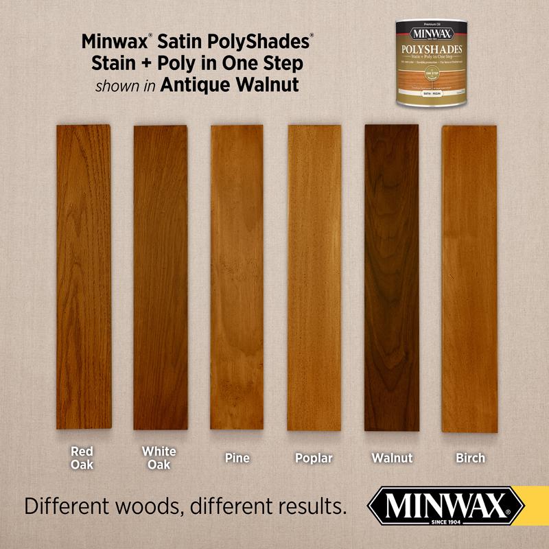 Minwax PolyShades Semi-Transparent Satin Antique Walnut Oil-Based Stain/Polyurethane Finish 1/2 pt