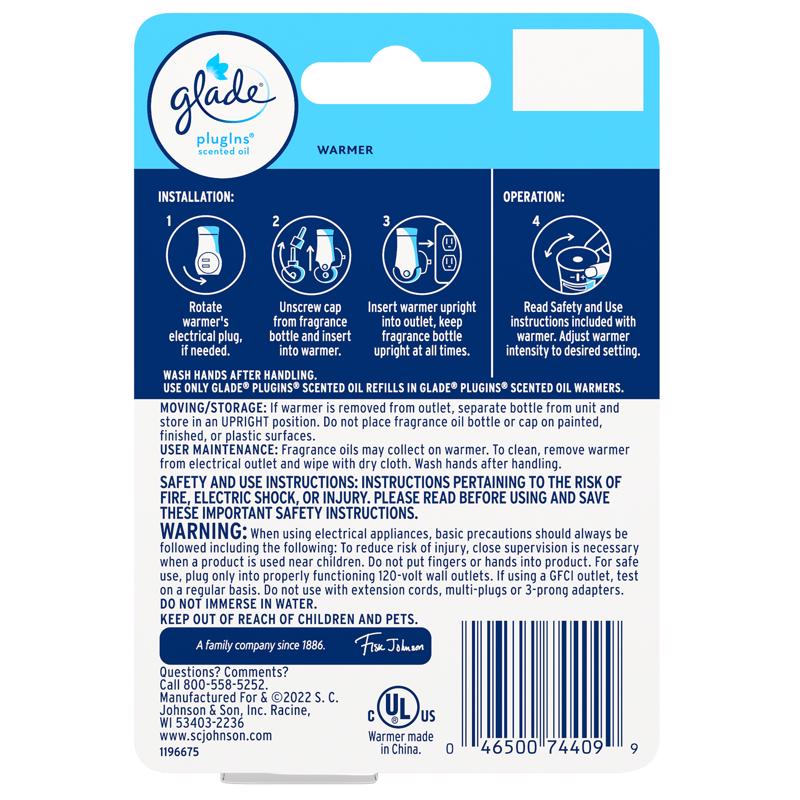 Glade Plug-Ins Scented Scent Air Freshener Oil Warmer 1 oz Solid