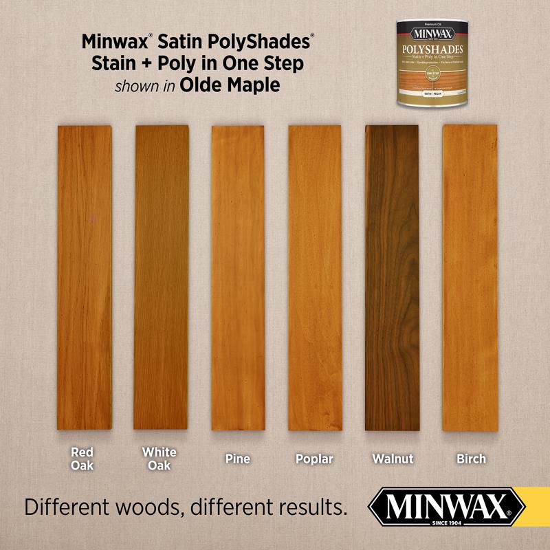 Minwax PolyShades Semi-Transparent Satin Olde Maple Oil-Based Stain/Polyurethane Finish 1 qt