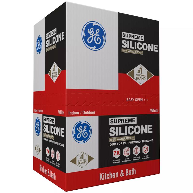 GE Supreme White Supreme Silicone Kitchen and Bath Caulk Sealant 10.1 oz