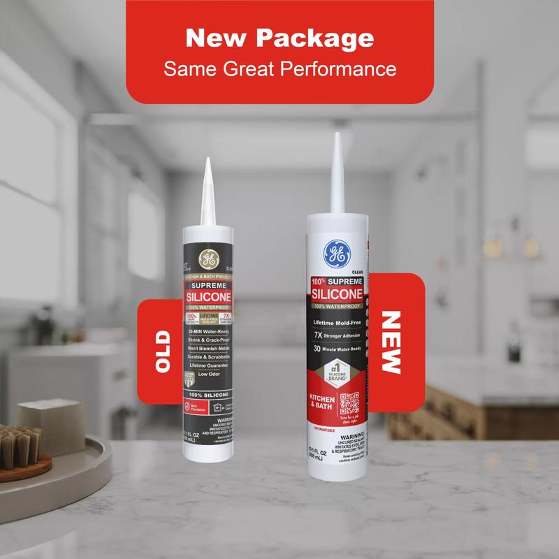 GE Supreme White Supreme Silicone Kitchen and Bath Caulk Sealant 10.1 oz