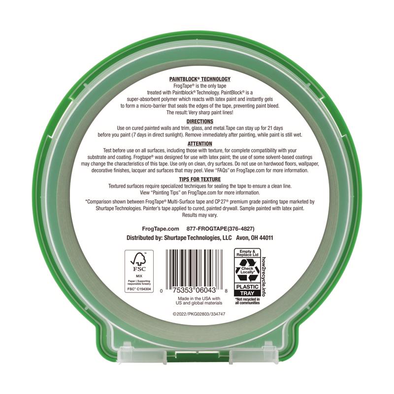 FrogTape 0.94 in. W X 60 yd L Green Medium Strength Painter's Tape