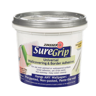 Zinsser SureGrip High Strength Glue Goes on Pink dries Clear Adhesive 1 qt
