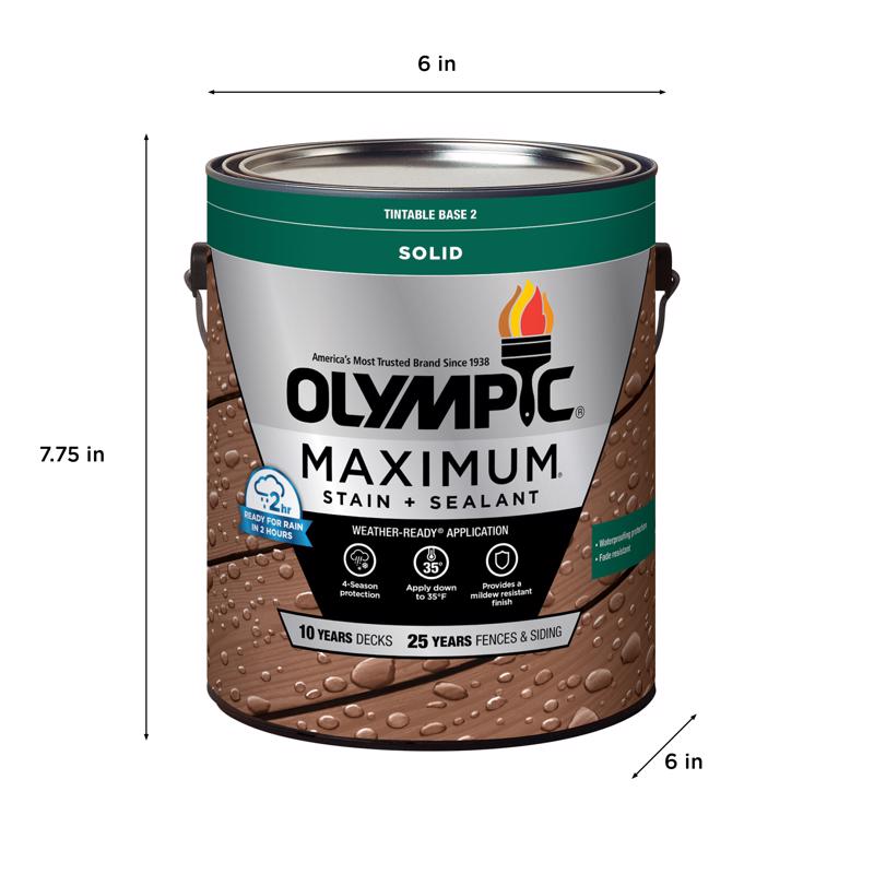 Olympic Maximum Solid Tintable Semi-Gloss White Base 2 Acrylic Latex Stain and Sealant 1 gal