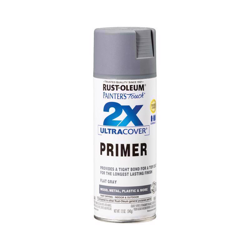 Rust-Oleum Painter's Touch 2X Ultra Cover Flat Gray Paint+Primer Spray Paint 12 oz