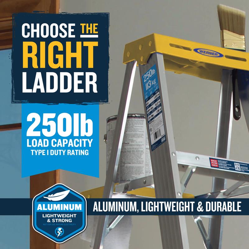 Werner 8 ft. H Aluminum Step Ladder Type I 250 lb. capacity