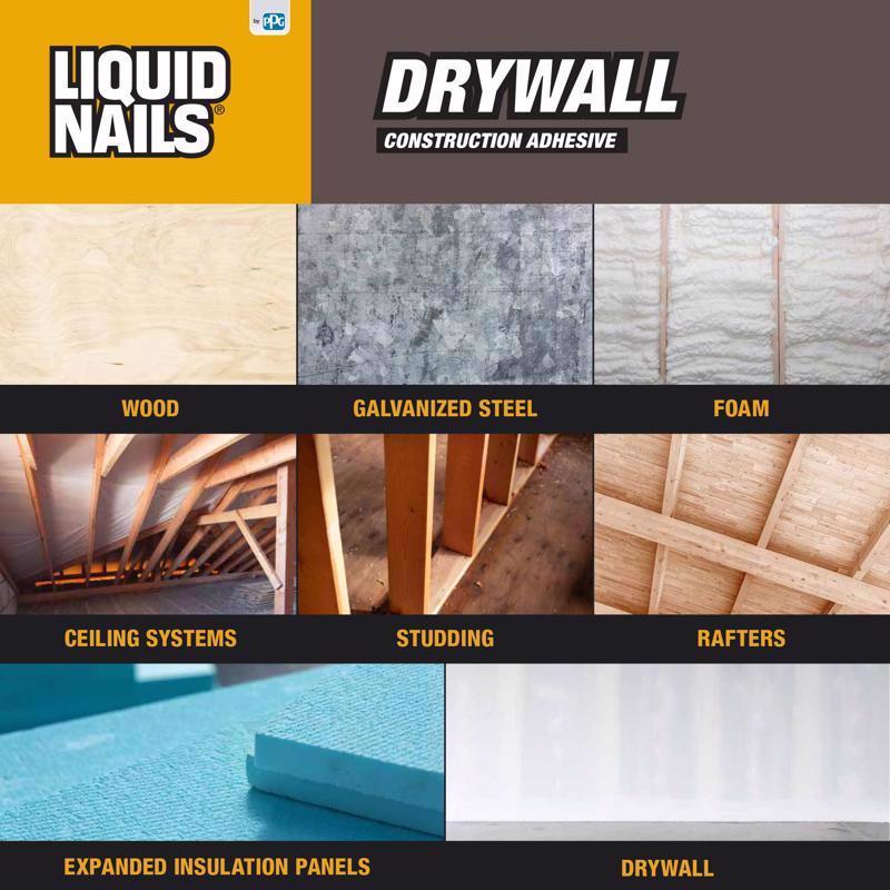Liquid Nails DWP-24 Drywall Acrylic Latex Construction Adhesive 28 oz