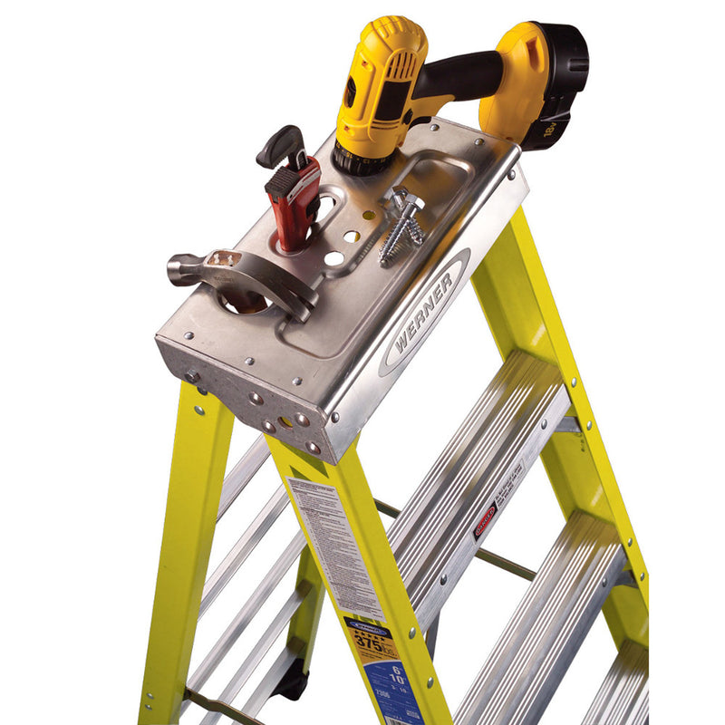 Werner 10 ft. H Fiberglass Step Ladder Type IAA 375 lb. capacity