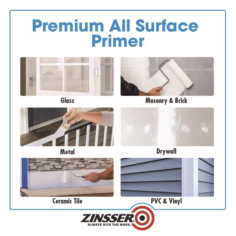 Zinsser Bulls Eye 123 Plus White Water-Based Acrylic Primer 1 qt