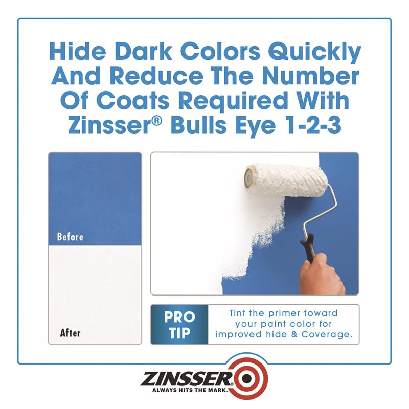 Zinsser Bulls Eye 123 Plus White Water-Based Acrylic Primer 1 gal