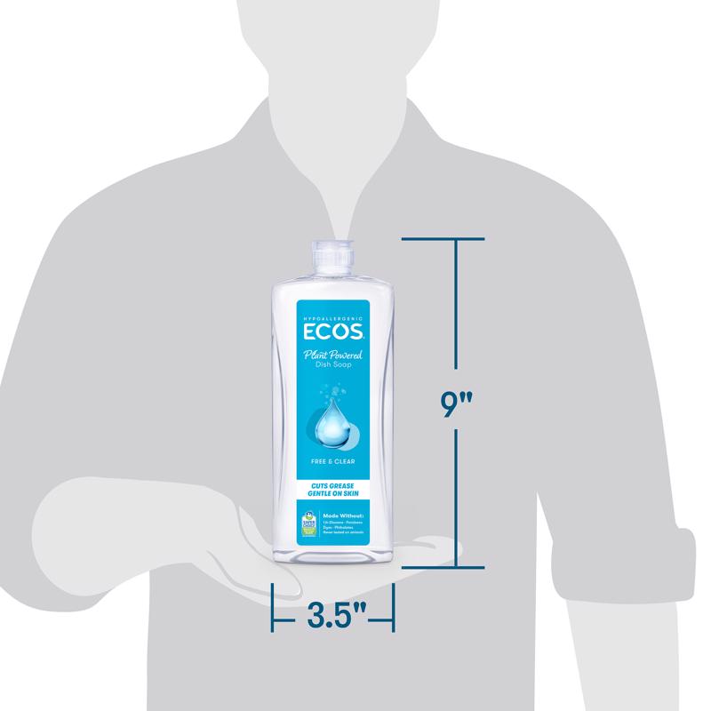 ECOS Free & Clear Scent Liquid Dish Soap 25 oz