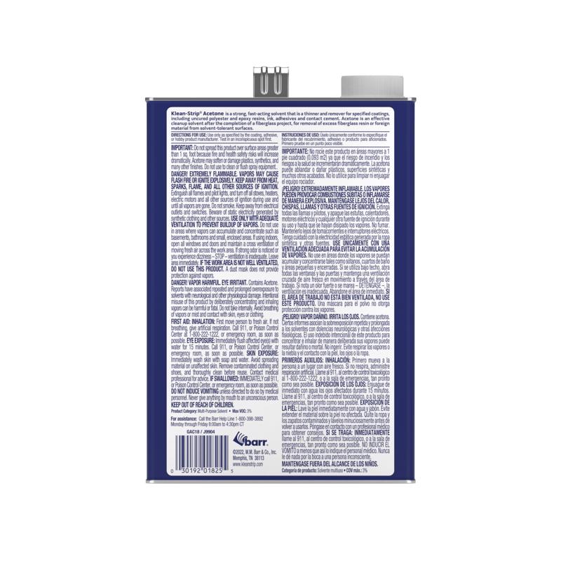 Klean Strip Acetone Solvent and Thinner 1 gal