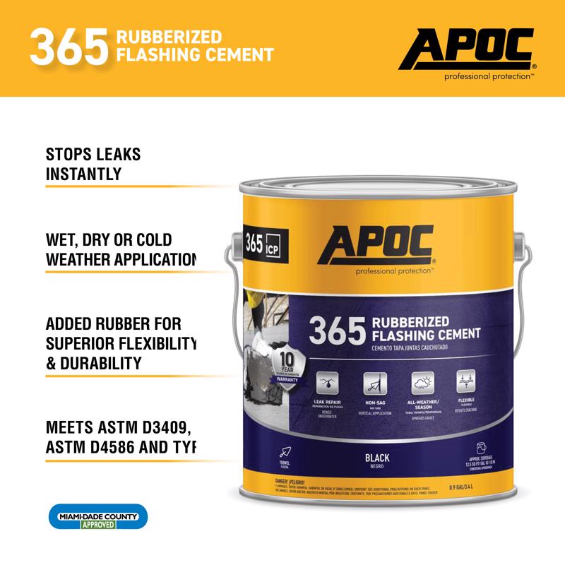 APOC Gloss Black Rubber Roof & Flashing Cement 3.6 qt