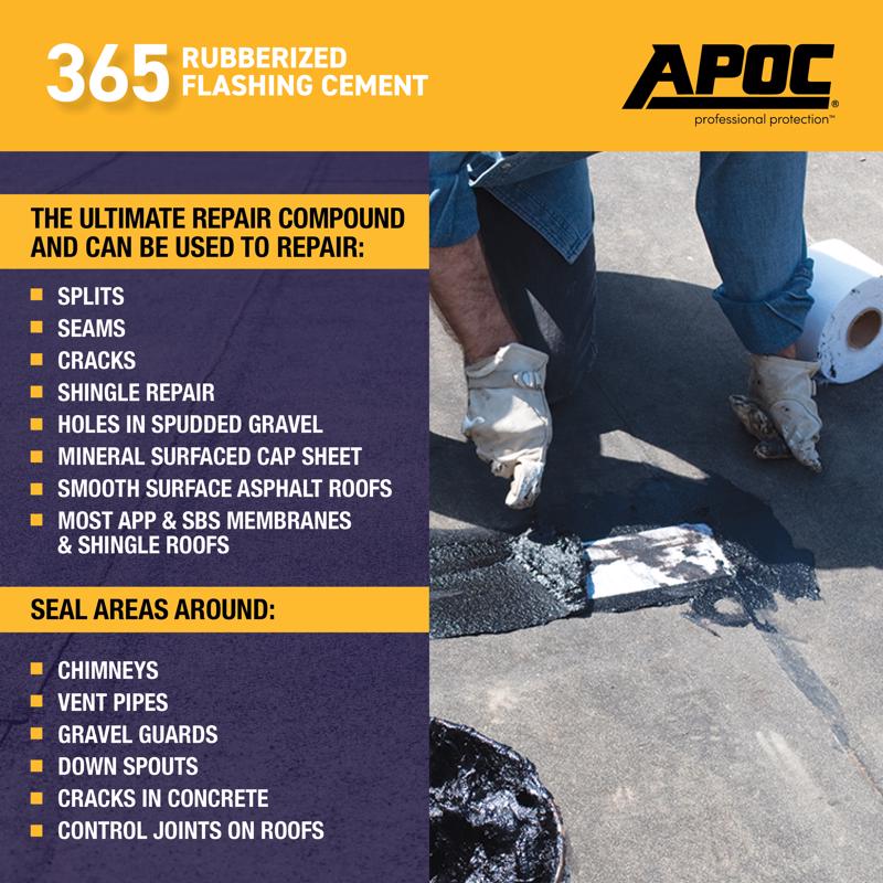 APOC Gloss Black Rubber Roof & Flashing Cement 3.6 qt
