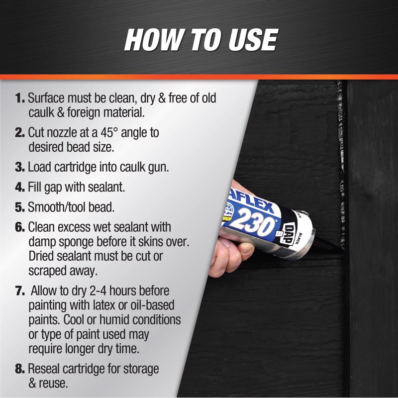 DAP DYNAFLEX 230 Black Premium Latex Door/Siding/ Window Sealant 10.1 oz