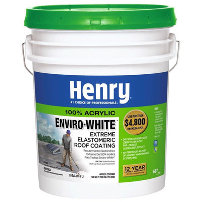 Henry Smooth White Elastomeric Roof Coating 5 gal