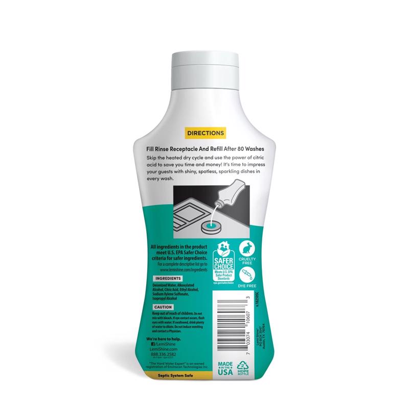 Lemi Shine Lemon Scent Gel Dishwasher Rinse Aid 8.45 oz