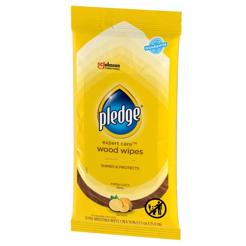 Pledge Lemon Scent Furniture Polish 24 wipes Wipes