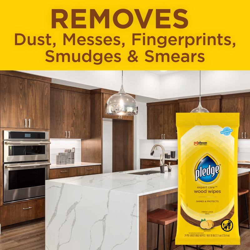 Pledge Lemon Scent Furniture Polish 24 wipes Wipes