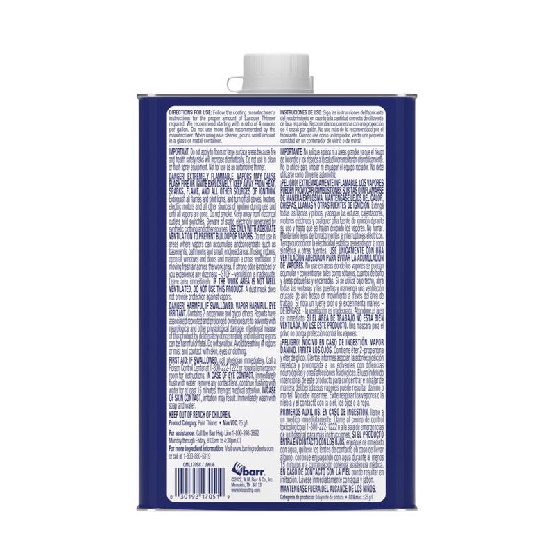 Klean Strip Acetone Lacquer Thinner 1 qt