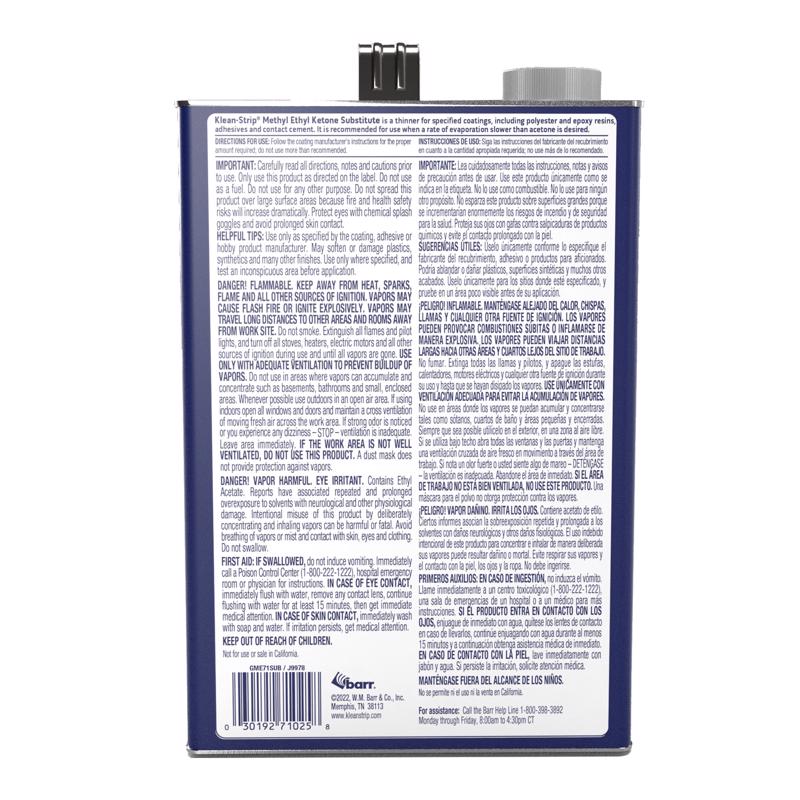 Klean Strip Methyl Ethyl Ketone Substitute Specialty Thinner 1 gal