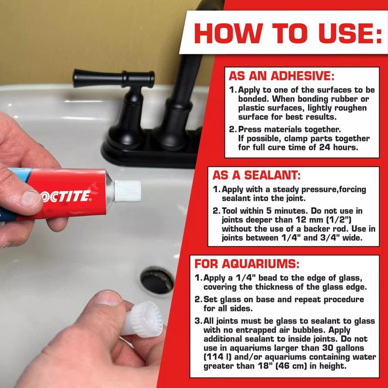 Loctite Clear Silicone Medium Strength Silicone Clear All-Weather Adhesive 2.7 oz