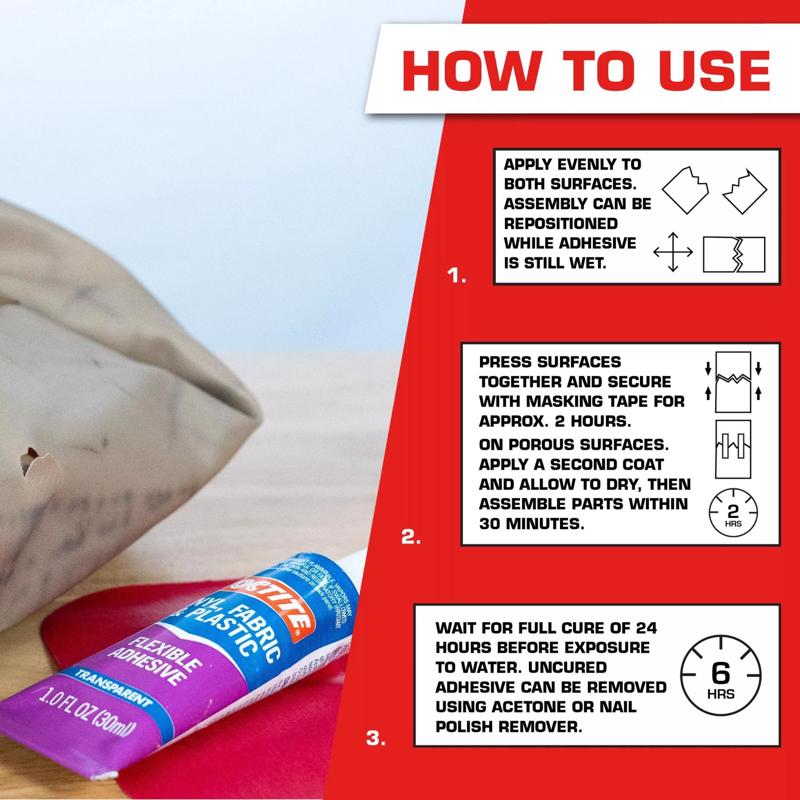 Loctite Vinyl, Fabric & Plastic High Strength Polyurethane Clear Flexible Adhesive 1 oz