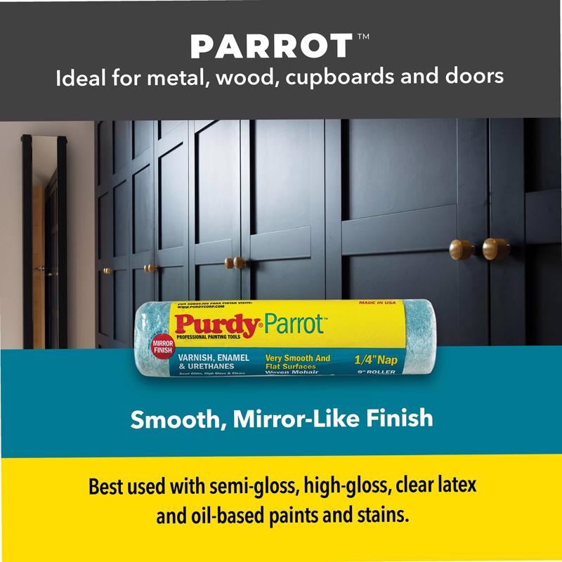 Purdy Parrot Mohair Blend 6.5 in. W X 1/4 in. Jumbo Mini Paint Roller Cover 2 pk