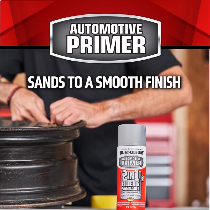 Rust-Oleum Stops Rust Flat/Matte Gray Automotive 2-in-1 Filler & Sandable Primer Spray 12 oz
