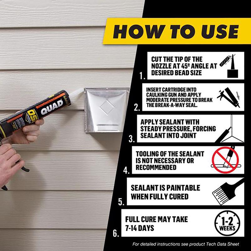 OSI Quad White Elastomeric Polymers Door/Siding/ Window Sealant 10 oz