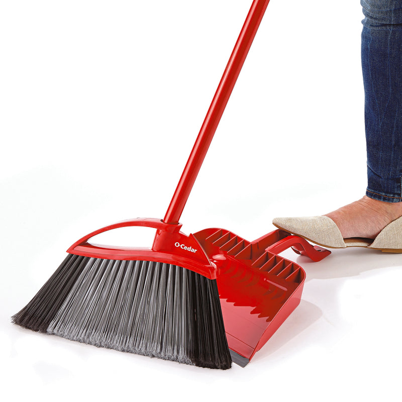 O-Cedar Power Corner 13.75 in. W Stiff Recycled PET Broom with Dustpan